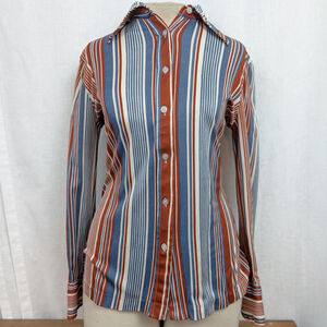 1970's ladies' Russ Vertical Stripe "Disco Shirt" Medium